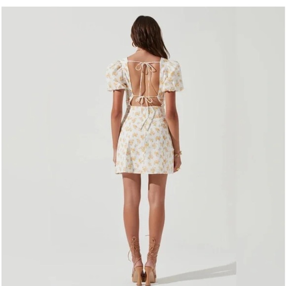 NWT Medium ASTR 100% Cotton Lovegrove Dress in White Yellow Floral $128 Revolve - Picture 6 of 15